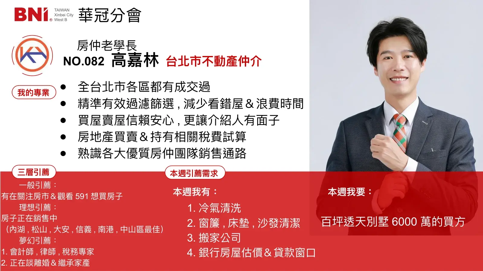 BNI 華冠分會 No.082 高嘉林 Evan