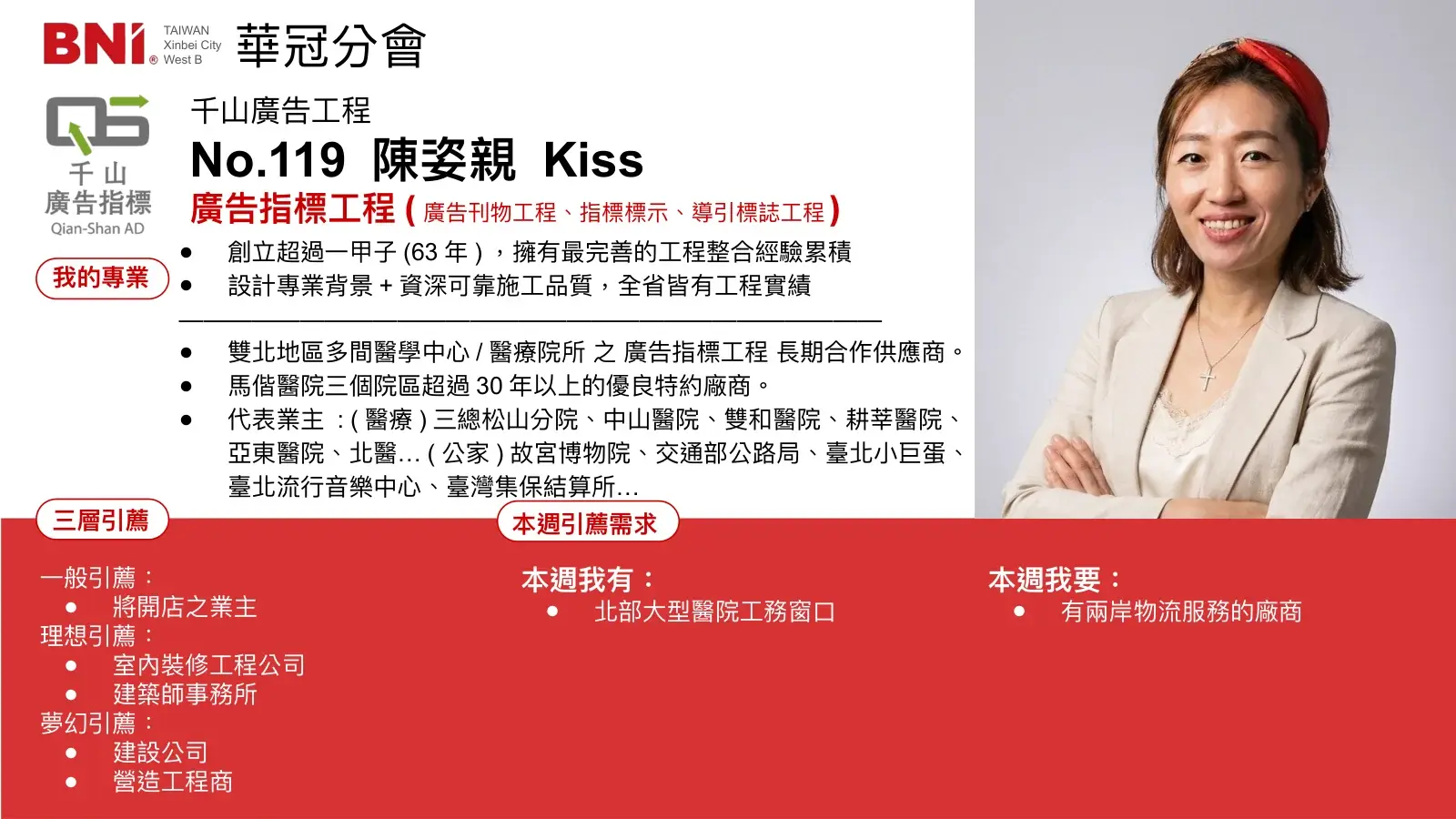 BNI 華冠分會 No.119 陳姿親 Kiss